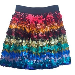Alice + Olivia Rainbow Sequin Blaise Trapeze skirt